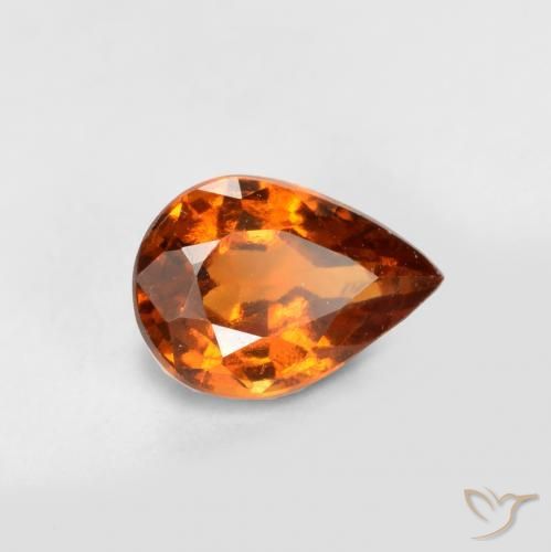 granate hessonita Naranja oscuro medio natural de 0.78 ct, En forma de pera, VS