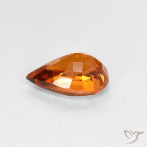 granate hessonita Naranja oscuro medio natural de 0.78 ct, En forma de pera, VS