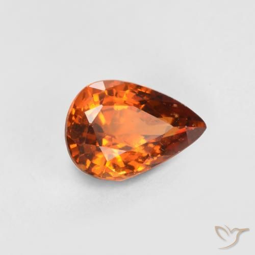 0.73ct Natural Naranja oscuro medio granate hessonita, En forma de pera, VS-SI