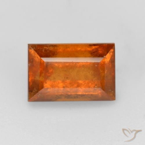 1.37ct Natural Naranja oscuro granate hessonita, Corte Baguette, SI