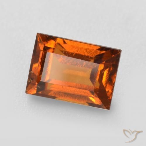 1.39ct Natural Naranja oscuro granate hessonita, Corte Baguette, VS