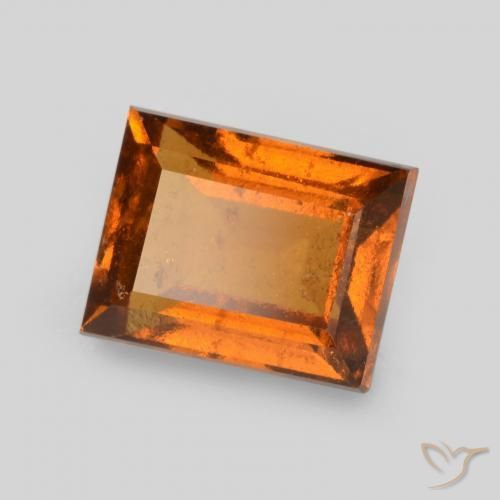 1.31ct Natural Naranja oscuro granate hessonita, Corte Baguette, VS-SI