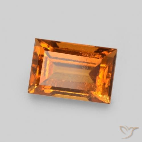 granate hessonita Naranja oscuro natural de 0.91 ct, Corte Baguette, VS