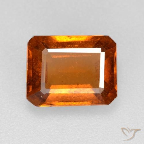 2.10ct Natural Naranja oscuro medio granate hessonita, corte esmeralda, VS-SI