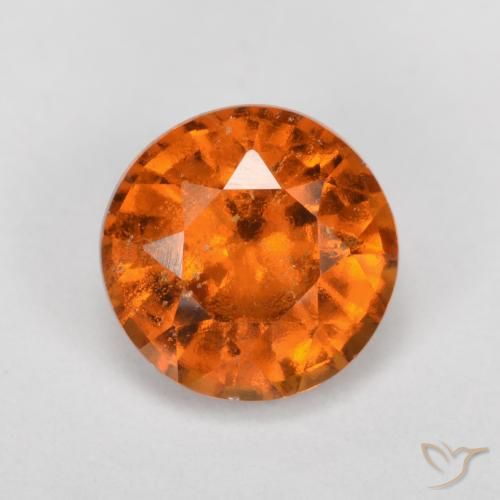 1.57ct Natural Naranja oscuro granate hessonita, Redondo, SI