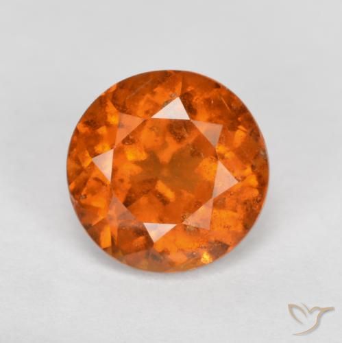 1.50ct Natural Naranja oscuro granate hessonita, Redondo, SI