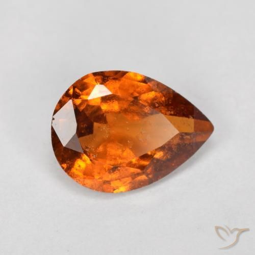 0.92ct Natural Naranja oscuro medio granate hessonita, En forma de pera, SI