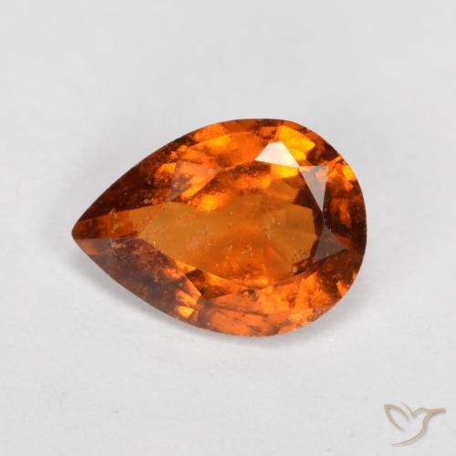 granate hessonita Naranja oscuro medio natural de 0.92 ct, En forma de pera, SI
