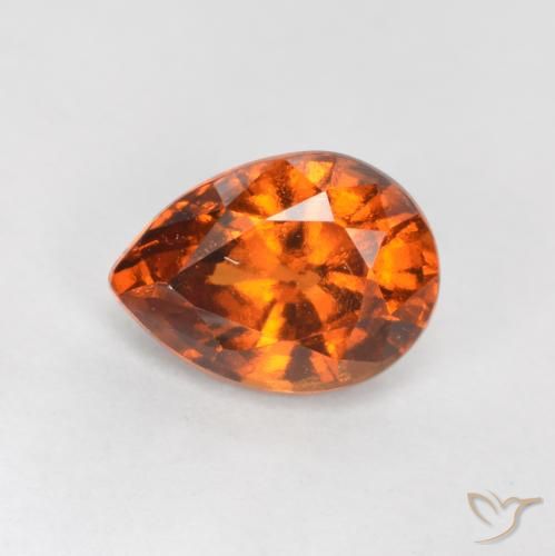 0.87ct Natural Naranja oscuro granate hessonita, En forma de pera, VS