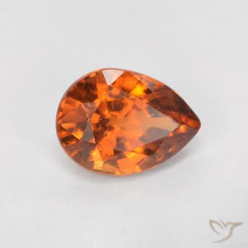 granate hessonita Naranja oscuro natural de 0.87 ct, En forma de pera, VS