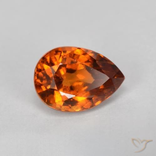 0.93ct Natural Naranja oscuro granate hessonita, En forma de pera, VS