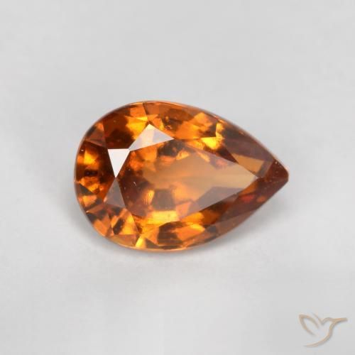 0.83ct Natural Naranja oscuro granate hessonita, En forma de pera, VS