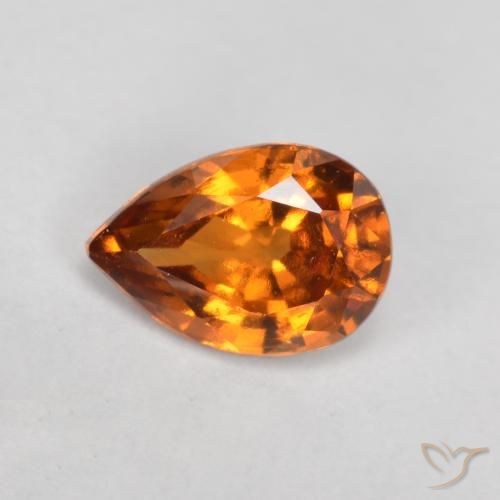 granate hessonita Naranja oscuro natural de 0.83 ct, En forma de pera, VS