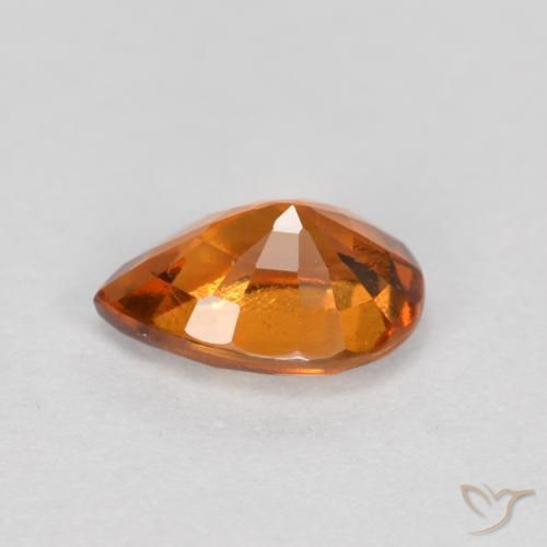 granate hessonita Naranja oscuro natural de 0.83 ct, En forma de pera, VS