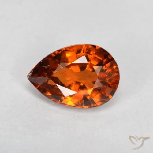 granate hessonita Ámbar naranja natural de 0.85 ct, En forma de pera, VS