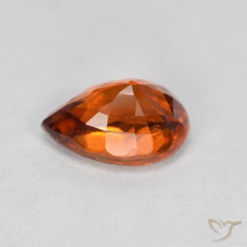 granate hessonita Ámbar naranja natural de 0.85 ct, En forma de pera, VS