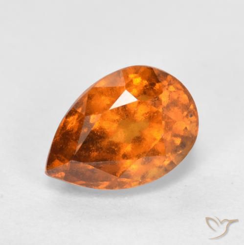 1.11ct Natural Naranja oscuro medio granate hessonita, En forma de pera, VS-SI