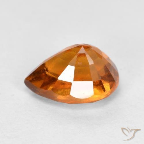granate hessonita Naranja oscuro medio natural de 1.11 ct, En forma de pera, VS-SI