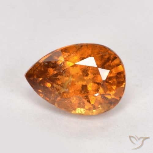 granate hessonita Naranja oscuro natural de 0.99 ct, En forma de pera, SI