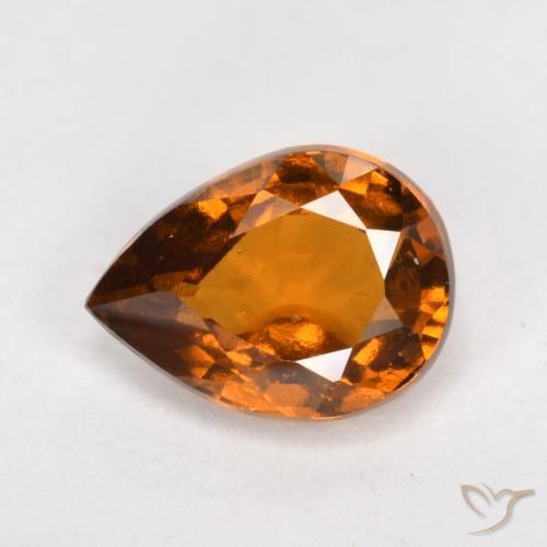 granate hessonita Naranja oscuro natural de 1.11 ct, En forma de pera, VS