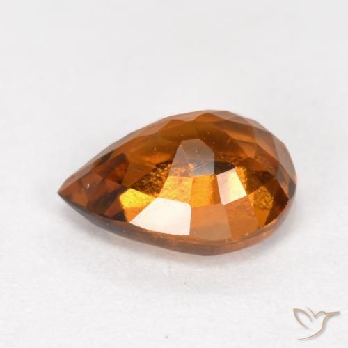 granate hessonita Naranja oscuro natural de 1.11 ct, En forma de pera, VS