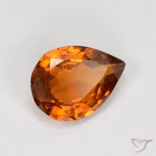 0.79ct Natural Naranja oscuro Granate Hessonita, En forma de pera, VS-SI