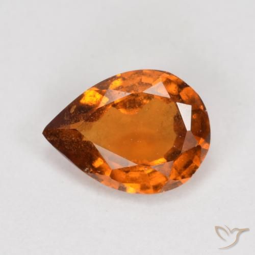 granate hessonita Naranja oscuro natural de 0.79 ct, En forma de pera, VS-SI