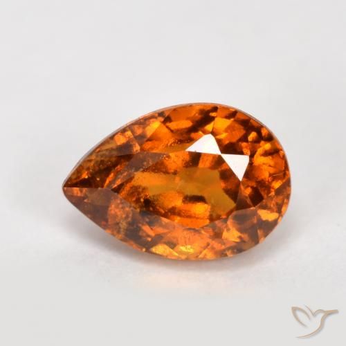 granate hessonita Naranja oscuro medio natural de 1.04 ct, En forma de pera, VS-SI