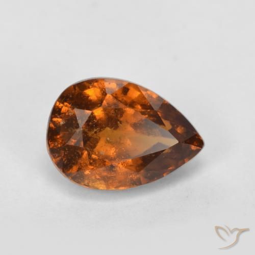 granate hessonita Naranja oscuro medio natural de 1.04 ct, En forma de pera, VS-SI