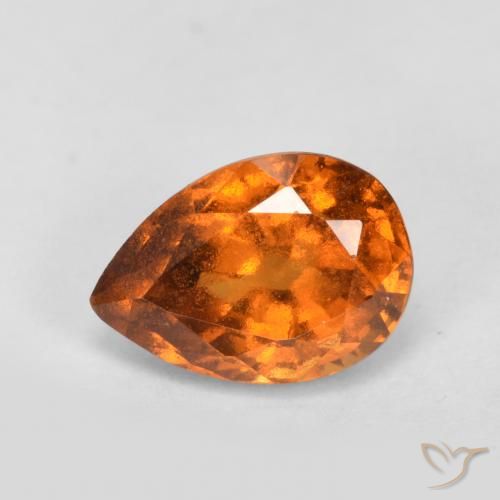 0.98ct Natural Naranja oscuro medio granate hessonita, En forma de pera, VS-SI