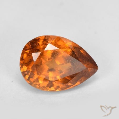 granate hessonita Naranja oscuro medio natural de 0.98 ct, En forma de pera, VS-SI