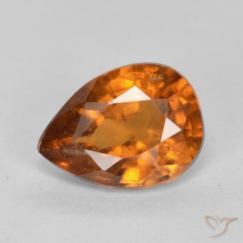 0.98ct Natural Naranja oscuro medio granate hessonita, En forma de pera, VS-SI