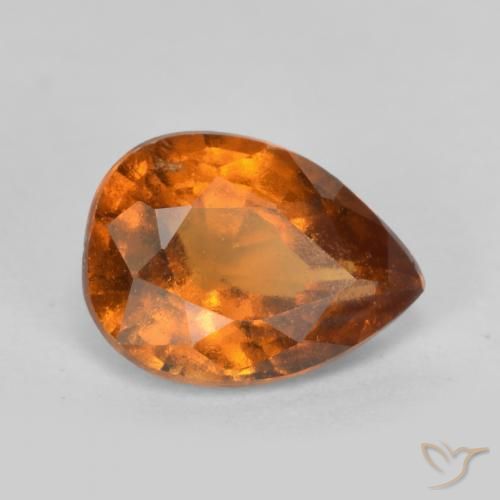 granate hessonita Naranja oscuro medio natural de 0.98 ct, En forma de pera, VS-SI