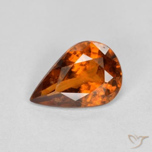 0.85ct Natural Naranja rojizo granate hessonita, En forma de pera, VS-SI