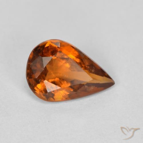 granate hessonita Naranja rojizo natural de 0.85 ct, En forma de pera, VS-SI