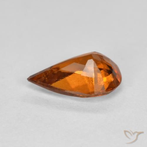 granate hessonita Naranja rojizo natural de 0.85 ct, En forma de pera, VS-SI