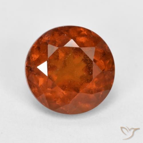 1.90ct Natural Naranja fuego granate hessonita, Redondo, VS-SI