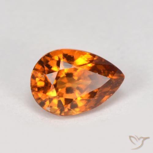 granate hessonita Naranja medio natural de 0.88 ct, En forma de pera, VS