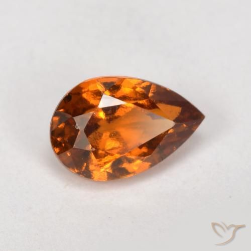 0.81ct Natural Naranja oscuro granate hessonita, En forma de pera, VS