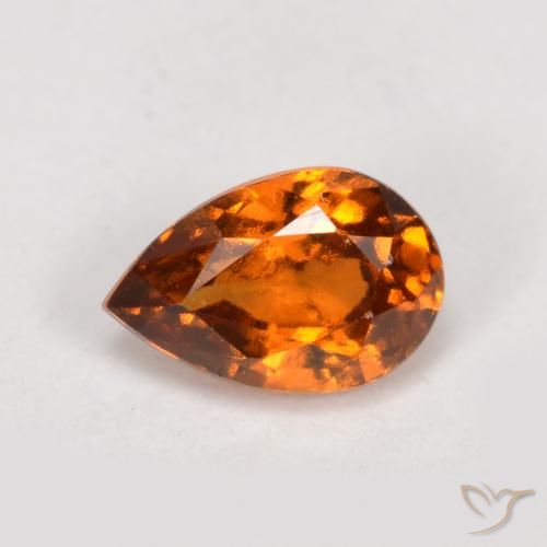 granate hessonita Naranja oscuro natural de 0.81 ct, En forma de pera, VS