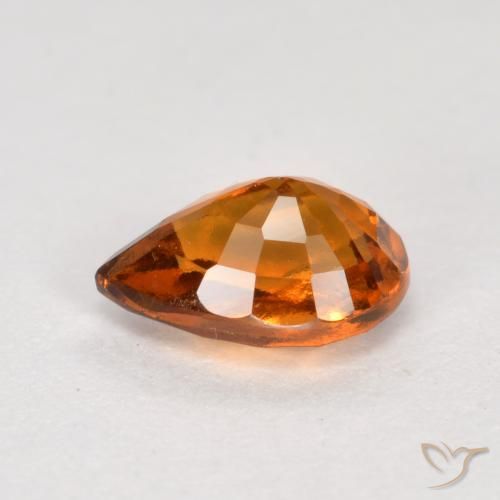 granate hessonita Naranja oscuro natural de 0.81 ct, En forma de pera, VS