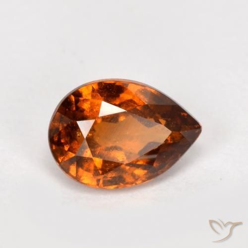 0.85ct Natural Naranja rojizo granate hessonita, En forma de pera, VS-SI