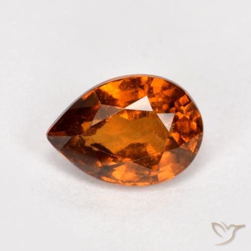 granate hessonita Naranja rojizo natural de 0.85 ct, En forma de pera, VS-SI