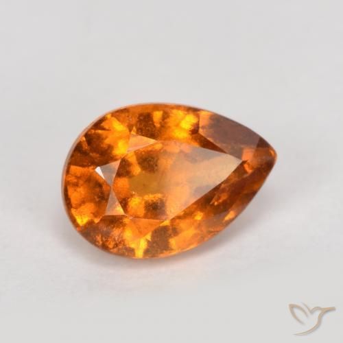 0.91ct Natural Naranja oscuro medio granate hessonita, En forma de pera, VS-SI