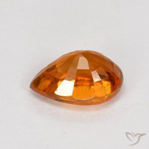granate hessonita Naranja oscuro medio natural de 0.91 ct, En forma de pera, VS-SI