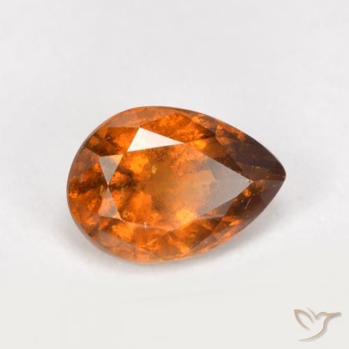 0.84ct Natural Naranja oscuro medio granate hessonita, En forma de pera, SI