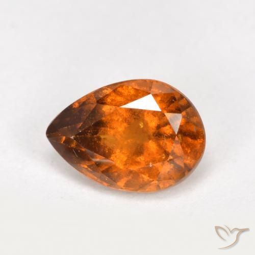 granate hessonita Naranja oscuro medio natural de 0.84 ct, En forma de pera, SI