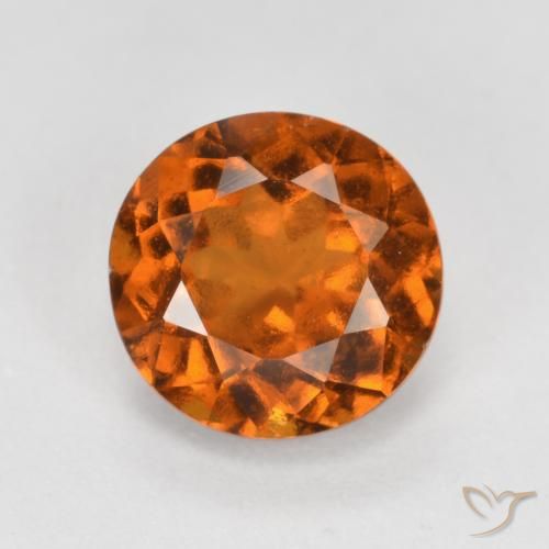 1.46ct Natural Naranja oscuro granate hessonita, Redondo, VS