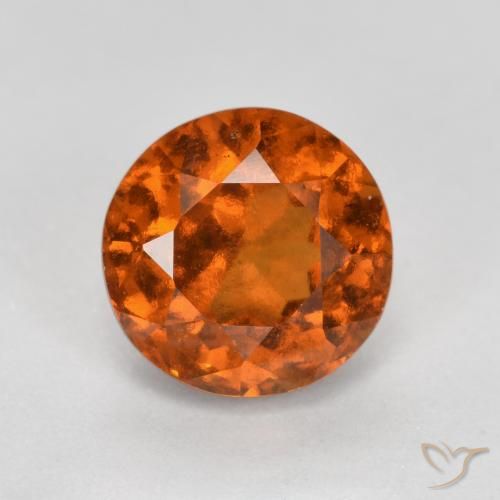 1.52ct Natural Ámbar naranja granate hessonita, Redondo, VS