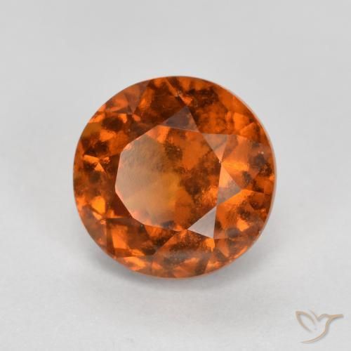 granate hessonita Ámbar naranja natural de 1.52 ct, Redondo, VS